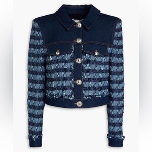 Veronica Beard Santo Cotton Blend Tweed and Denim Jacket